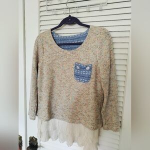B.L.U.E. Women's Sweater With Ruffle Trim Size Large